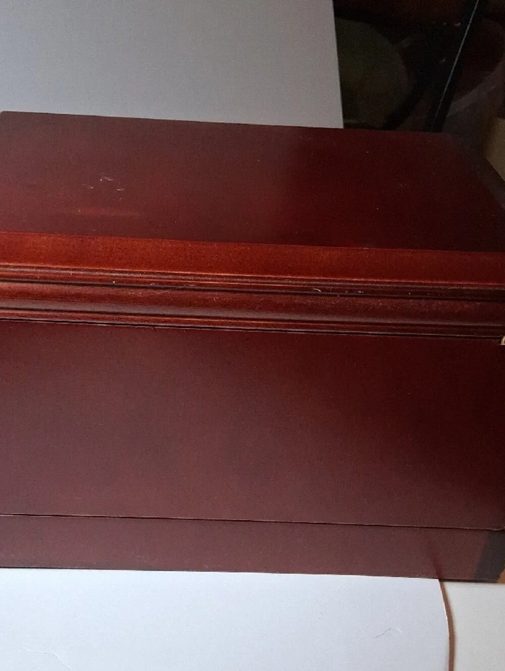 Classic Wooden Jewelry Chest in Deep Red Finish